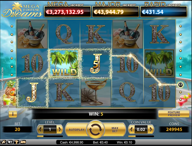 slot vinnande linjer mega fortune dreams